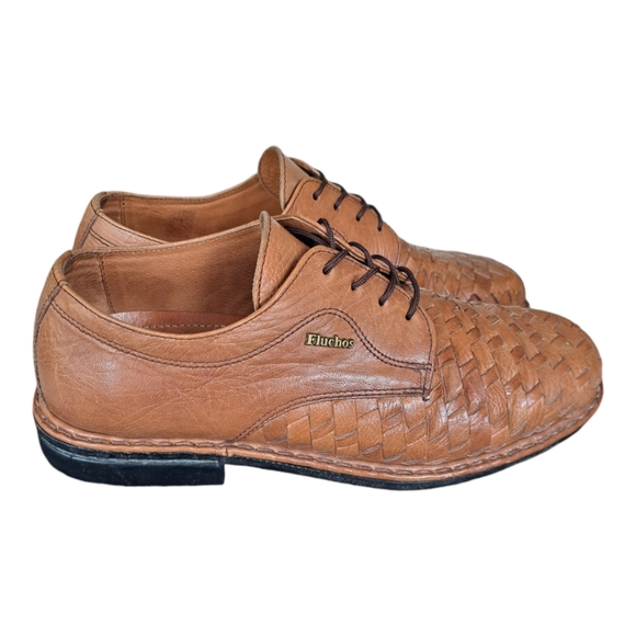Fluchos tan leather mens shoes dress shoes lace up Made in Spain Size 40 - Picture 2 of 15